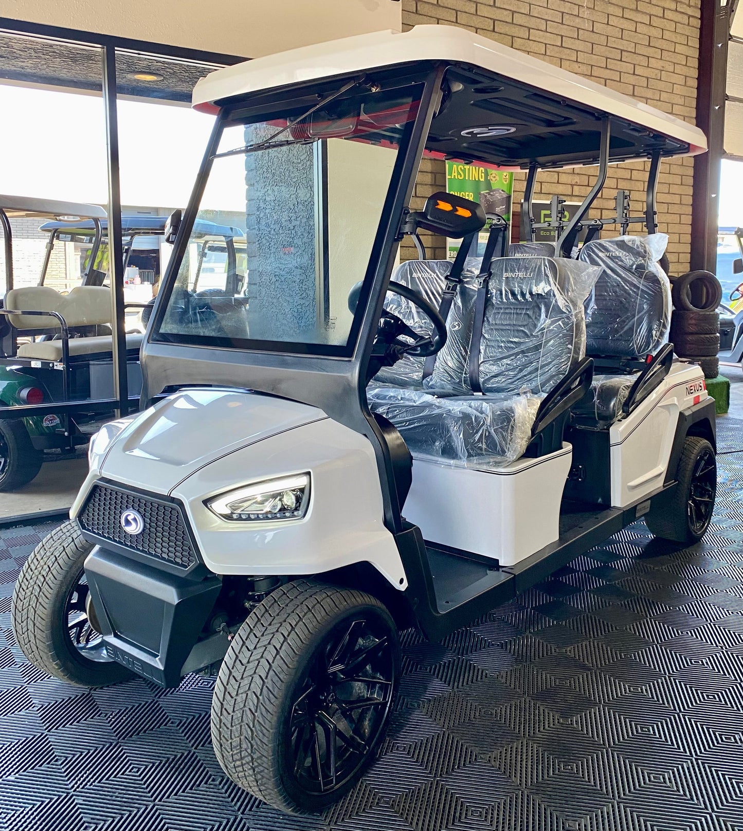 2025 Bintelli Nexus 4 Passenger Golf Cart in White with 72v Lithium Battery
