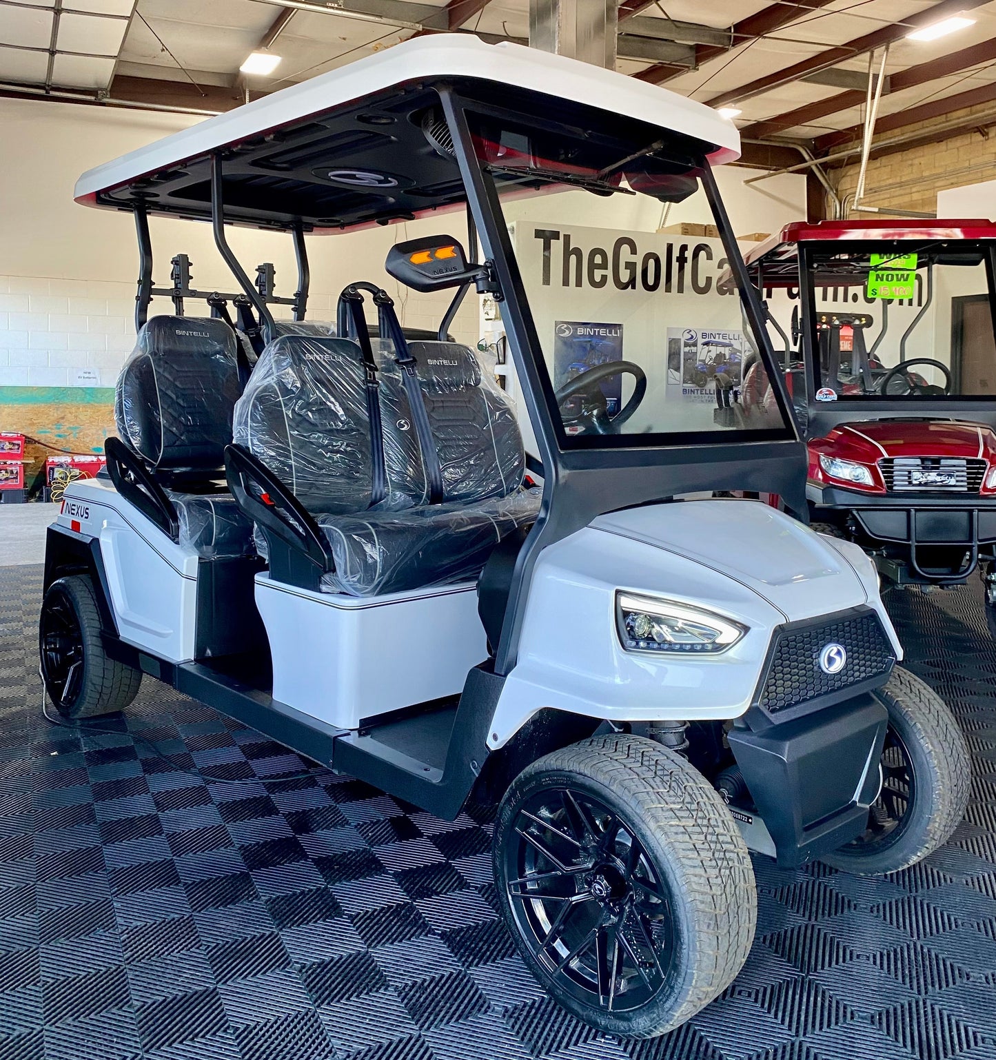 2025 Bintelli Nexus 4 Passenger Golf Cart in White with 72v Lithium Battery
